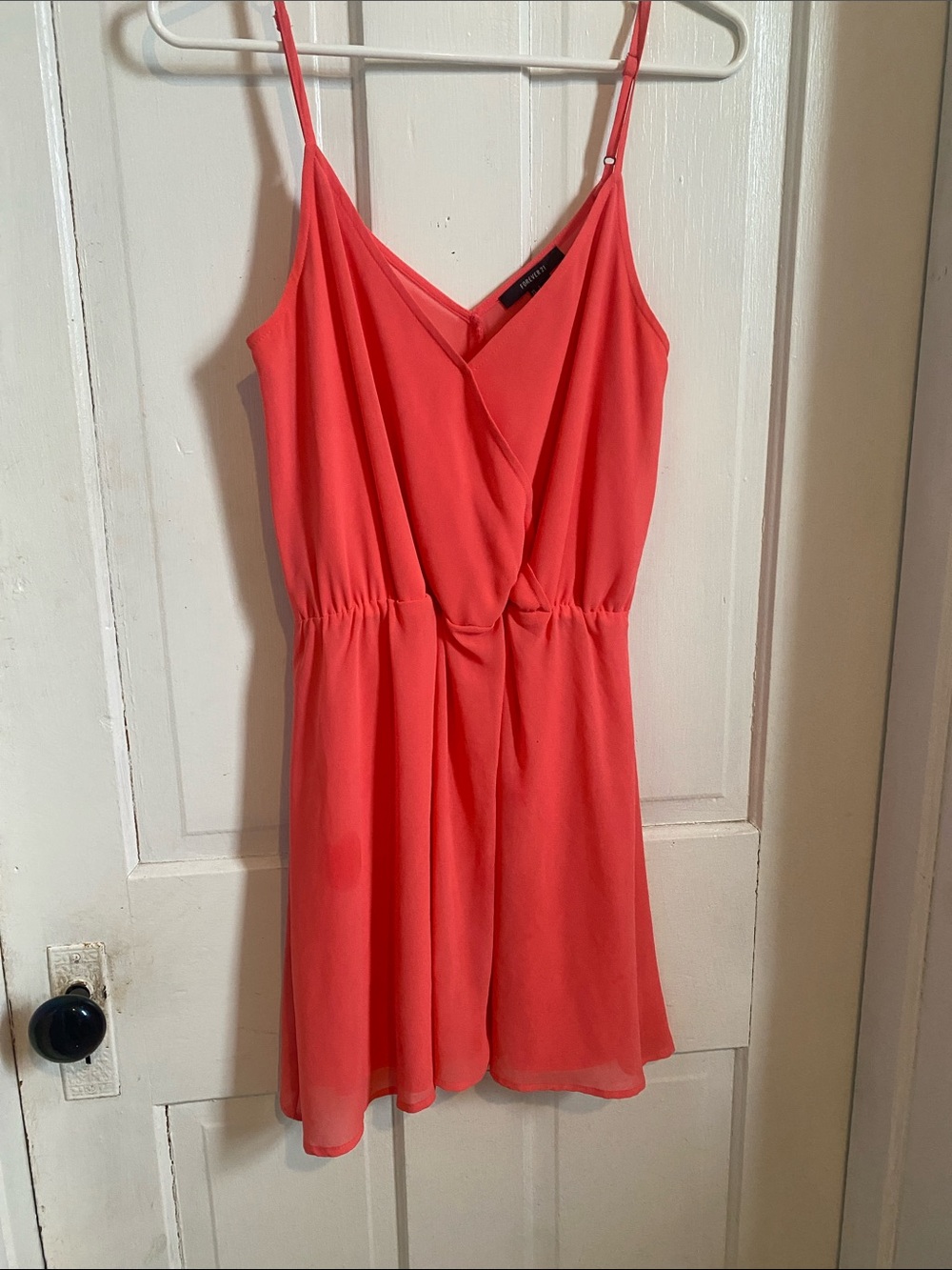 Forever 21 Coral V-Neck Spaghetti Strap dress